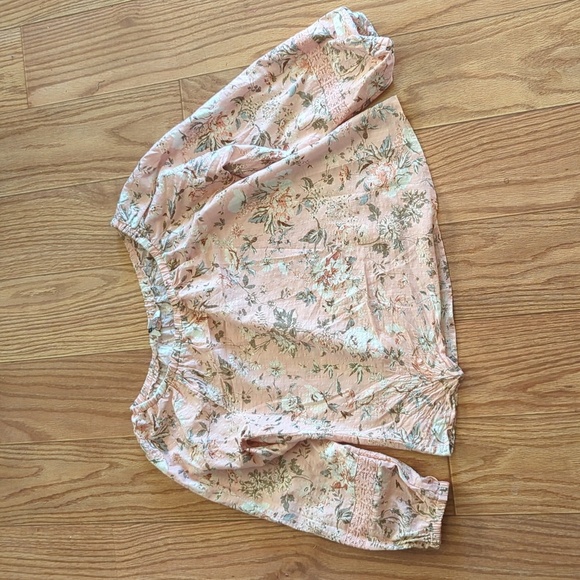 Frye and Co. Round Neck 3/4 Sleeve Peasant Blouse Floral Pink Boho size Medium - Picture 1 of 5